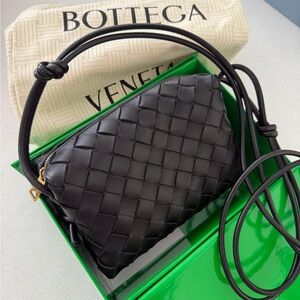Bottega Veneta loop mini interecciato leather shoulder bag
